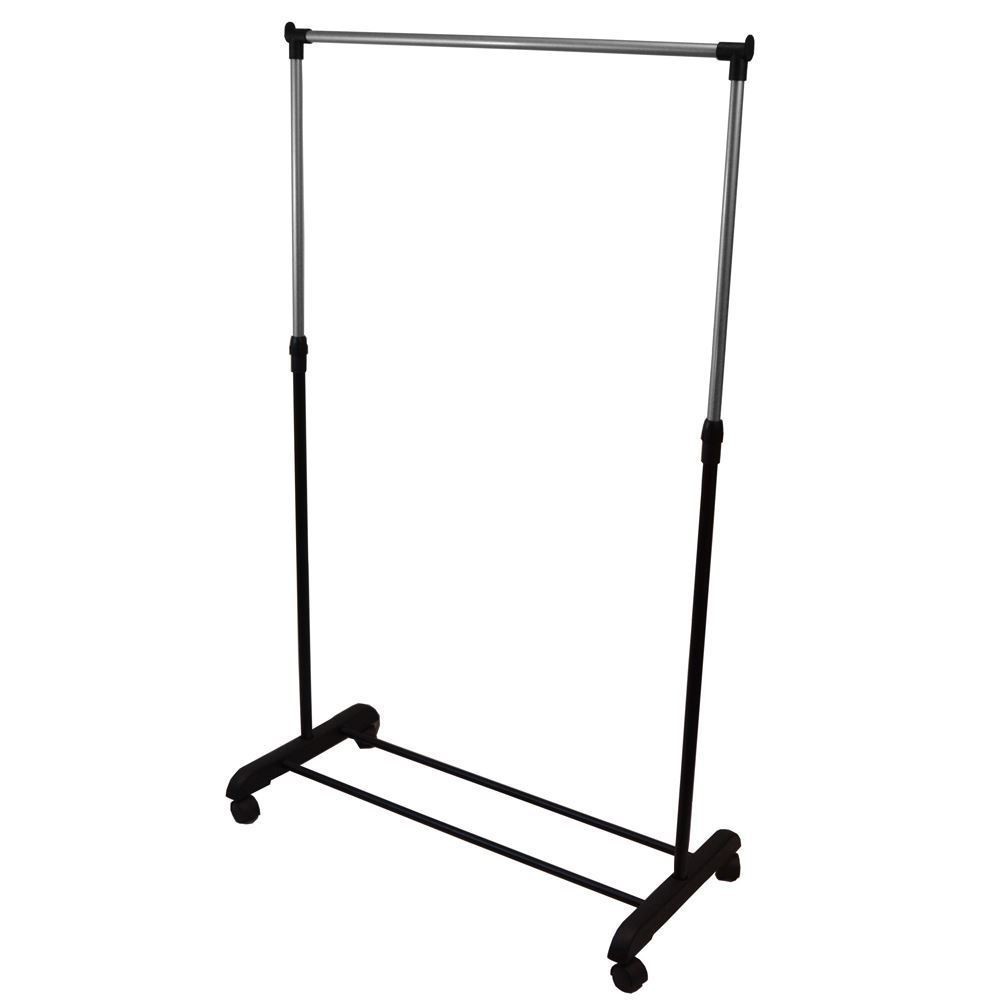 QWORK Appendiabiti In Metallo Regolabile 183x43.5x194 Cm – Capacità 200kg, Nero, Senza Bulloni