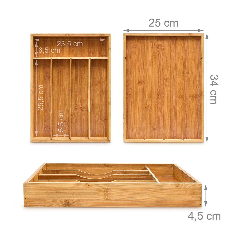 Box Portaposate 512983 in Bamboo 34x25x4cm 5 scompartimenti 100% ecologico