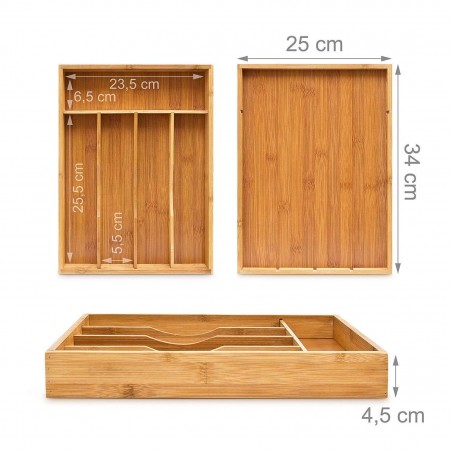 Box Portaposate 512983 in Bamboo 34x25x4cm 5 scompartimenti 100% ecologico
