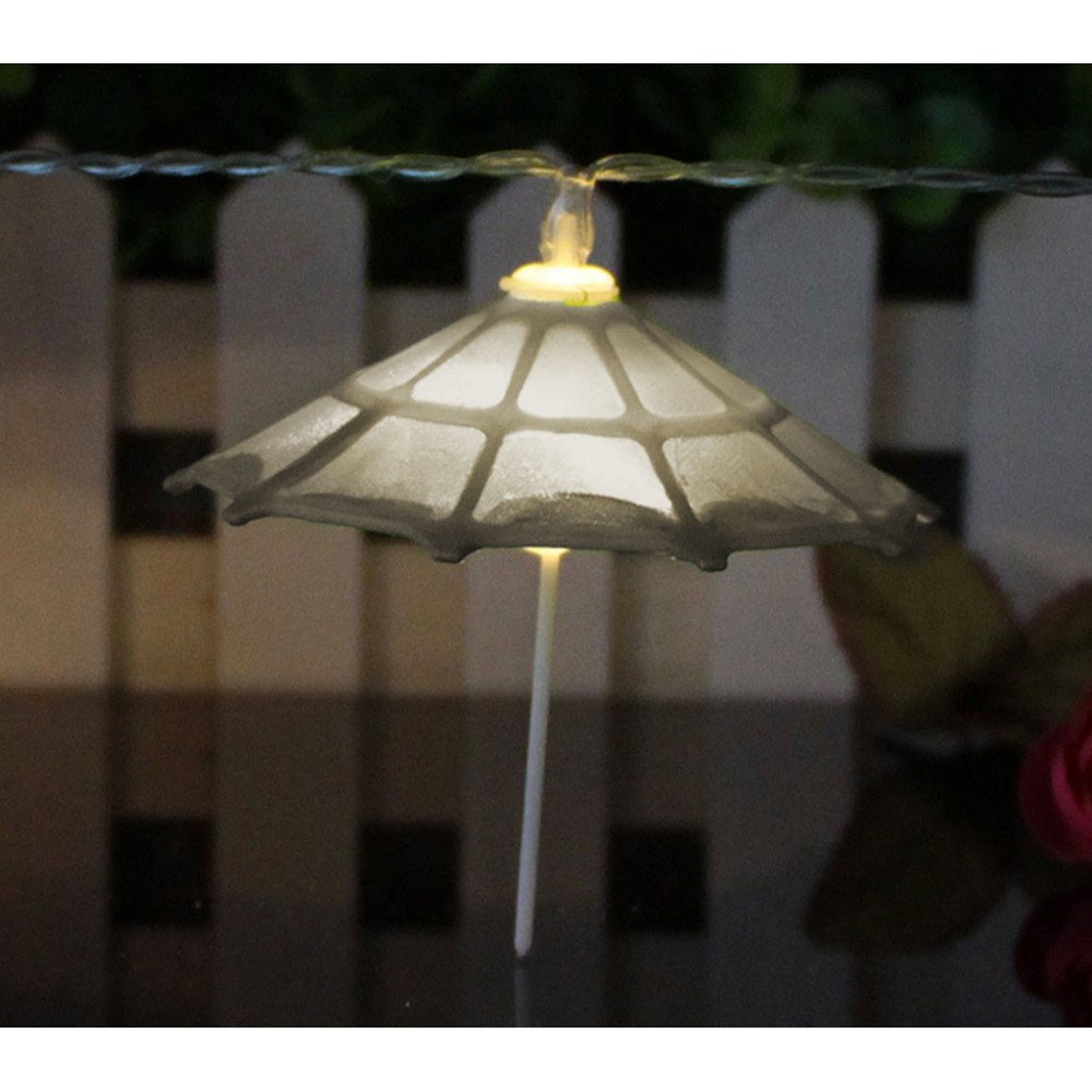 Catena Luci 10 ombrellini led da esterno 037189 a batterie 210cm per feste