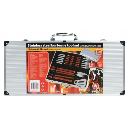 BBQ Collection 455358 Kit da 16 Accessori per Barbecue valigetta in alluminio
