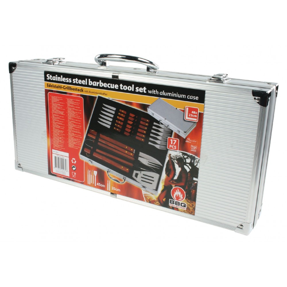 BBQ Collection 455358 Kit da 16 Accessori per Barbecue valigetta in alluminio