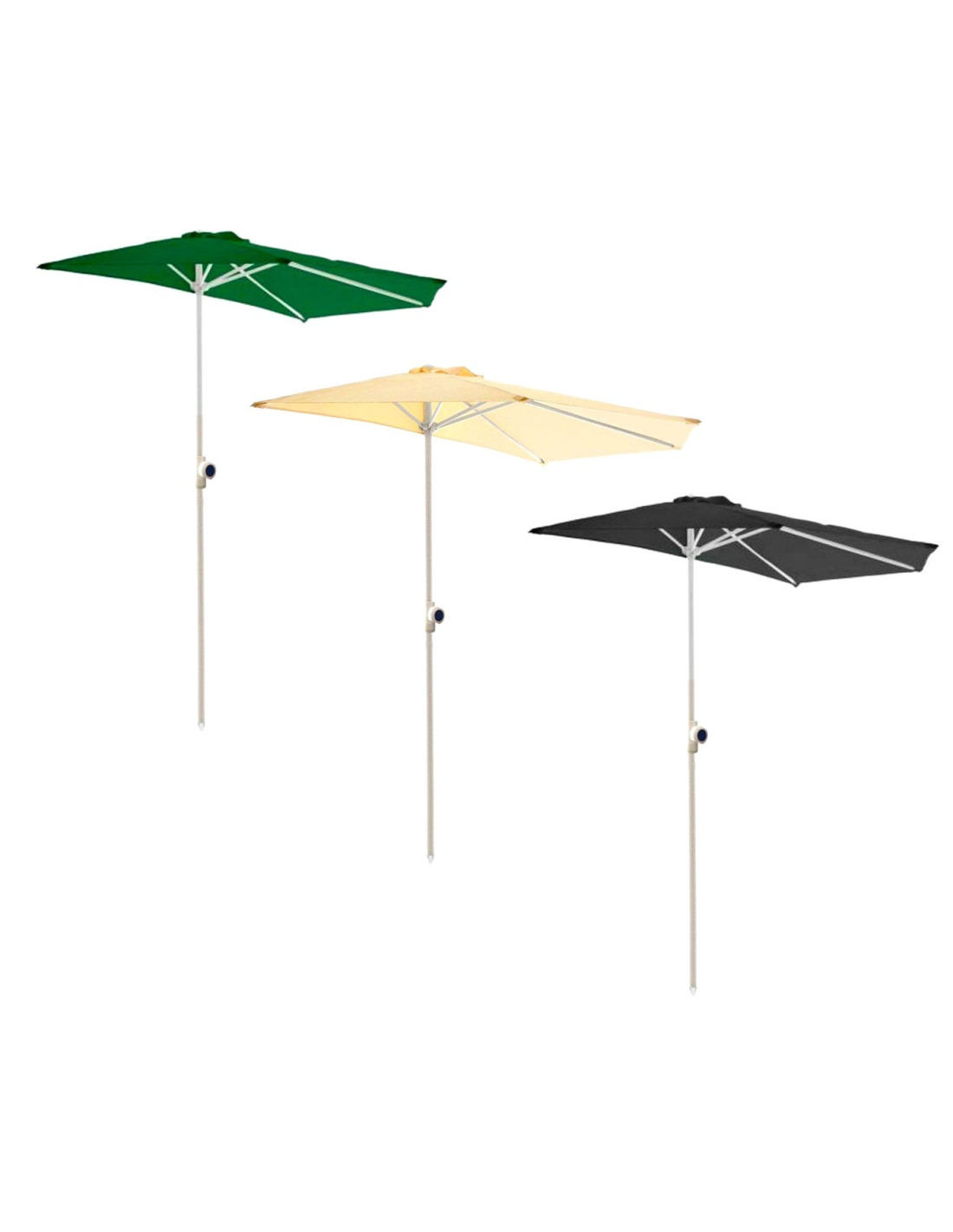 VidaXL Ombrellone Da Balcone A Semicerchio 270x144x222 Cm - Palo Alluminio 38 Mm, Tessuto Poliestere UV, Grigio Talpa, Apertura A Manovella