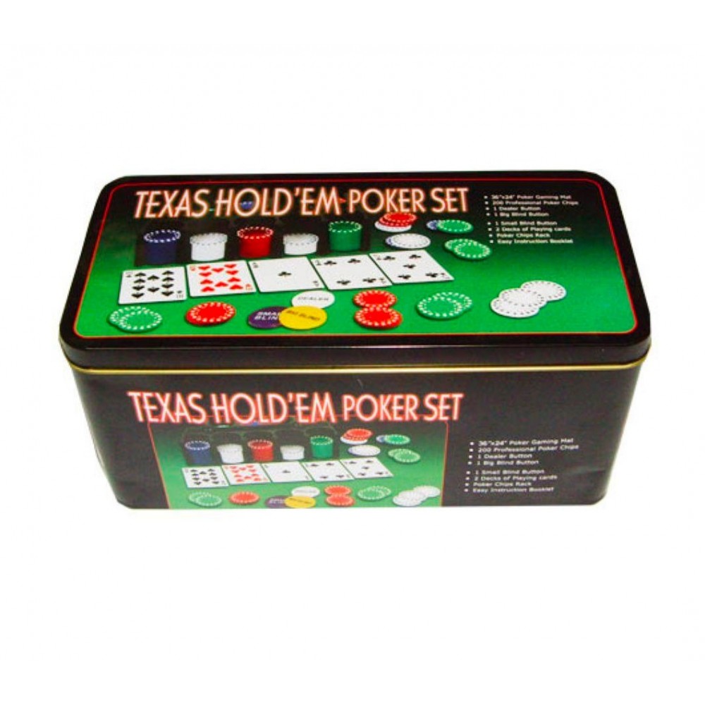 Set poker texas hold'em tappeto 200 fiches 2 mazzi