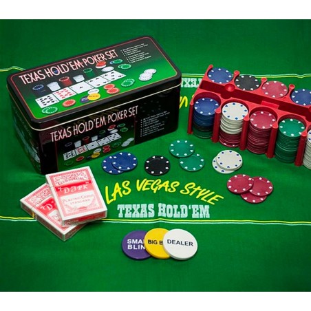 Set poker texas hold'em tappeto 200 fiches 2 mazzi