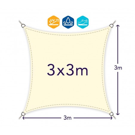 Telo quadrato Ombreggiante 482407 Beige 3x3 mt tenda a vela con corda