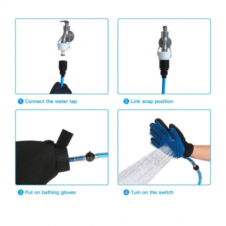 Guanto Massaggiante doccia CL-018 per animali tubo integrato aggancio universale