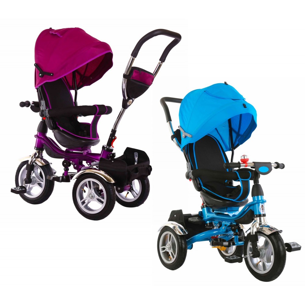 Triciclo a spinta BKT a pedali Reversibile LUX B36302 per bambini con cappottina