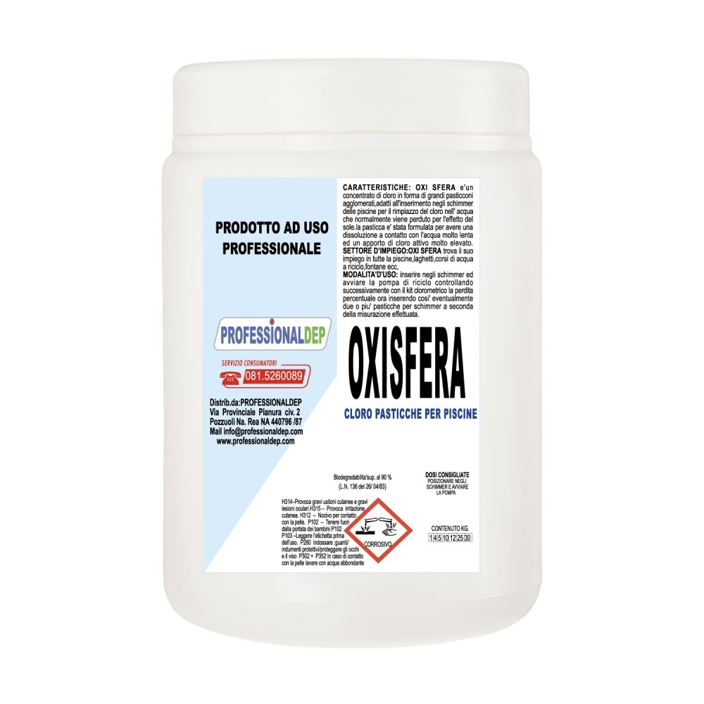 OXISFERA PROFESSIONAL DEP Cloro Stab Pasticche 1Kg biodegradabile al 90%