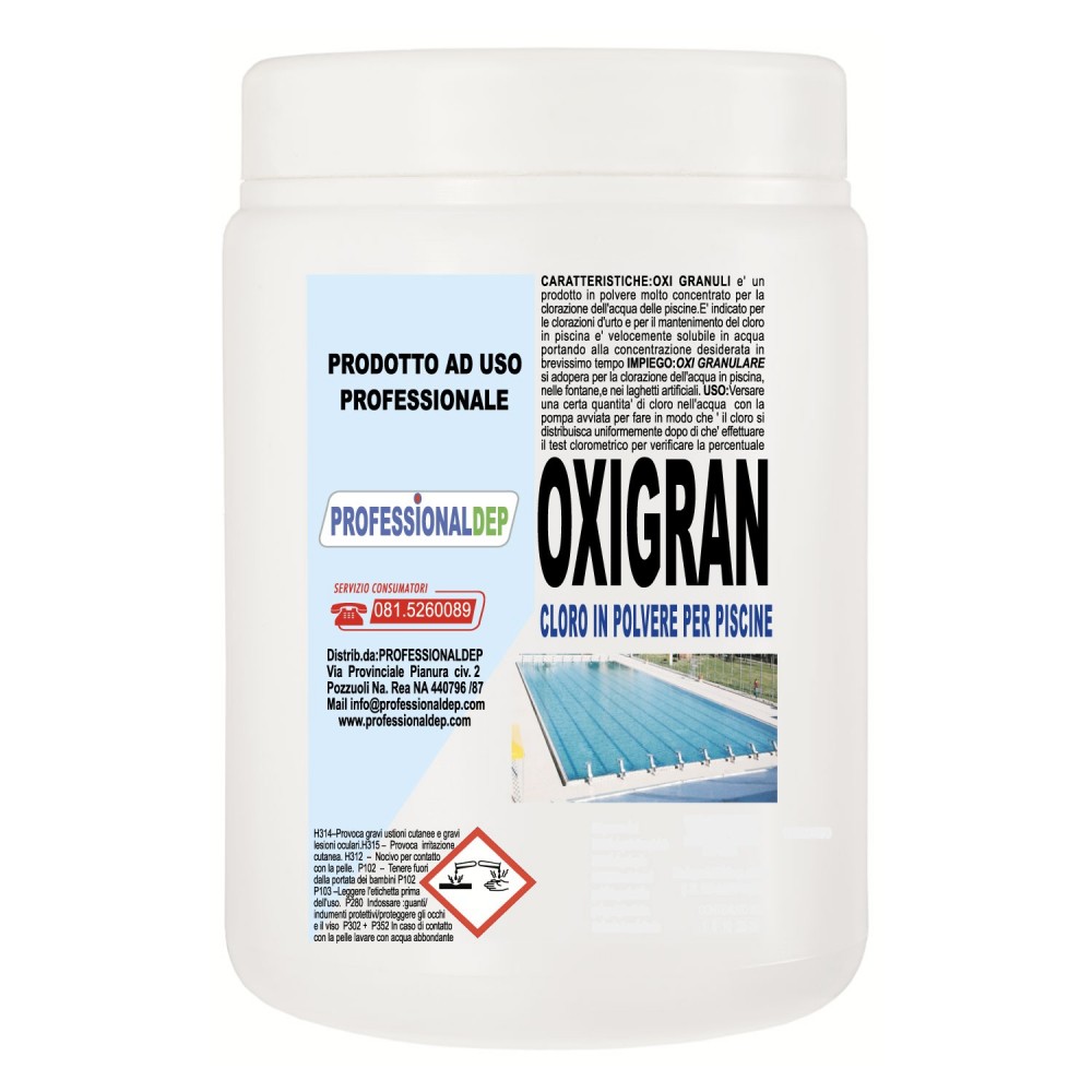 OXIGRAN PROFESSIONAL DEP Cloro in granuli 1Kg biodegradabile al 90% per piscine