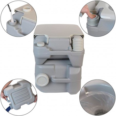 FUBUCA bagno chimico 20Lt portatile da campeggio con scarico a pompa 41x35x41 cm