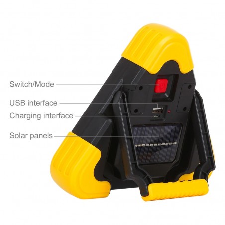 Lampada triangolo 3 in 1 d'emergenza powerbank WORK LIGHT ricarica solare