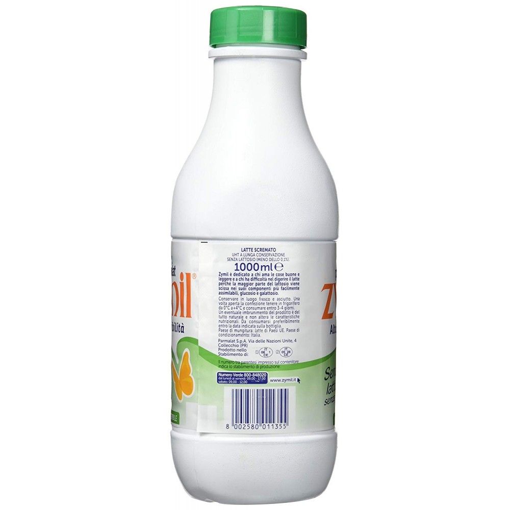Latte senza Lattosio Zymil Pack da 6 bottiglie 1 lt scremato alta  digeribilità