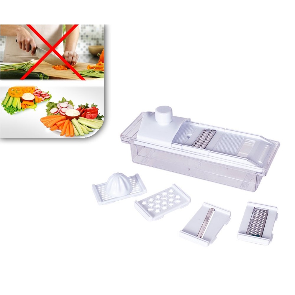 Tagliaverdure 5 funzioni grattugia affetta frutta e verdura spremiagrumi manuale 