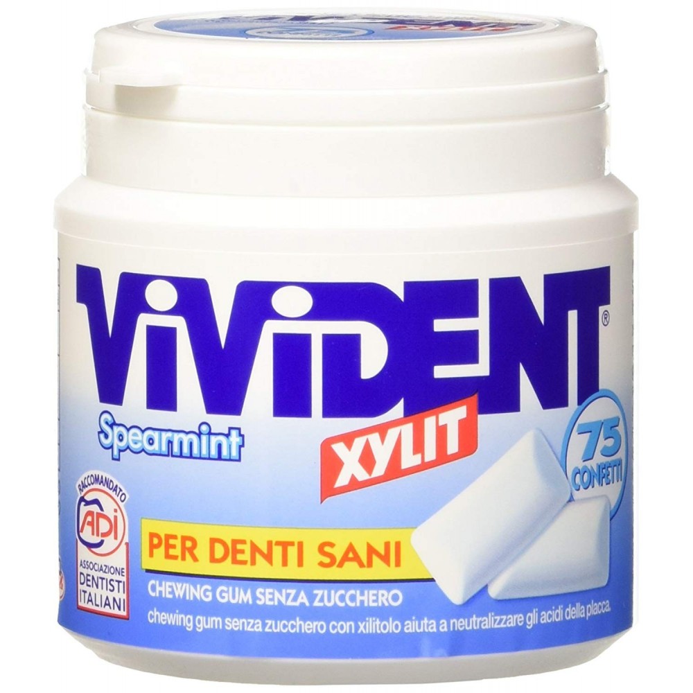 Vivident Xylit Gomma da Masticare Spearmint 8 confezioni da 75 pezzi [600 pezzi]