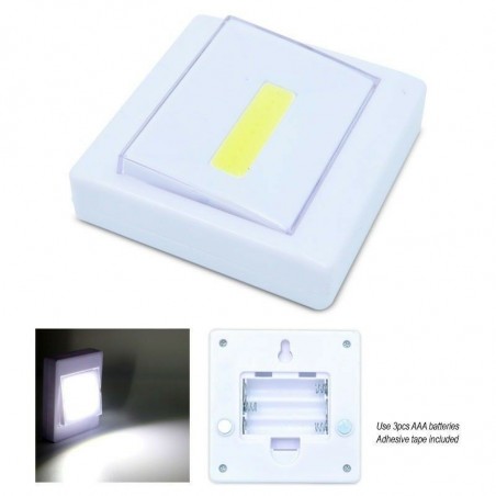 Luce LED COB a batterie  618127 con pulsante e attacchi magnetici 9x9 cm SWITCH
