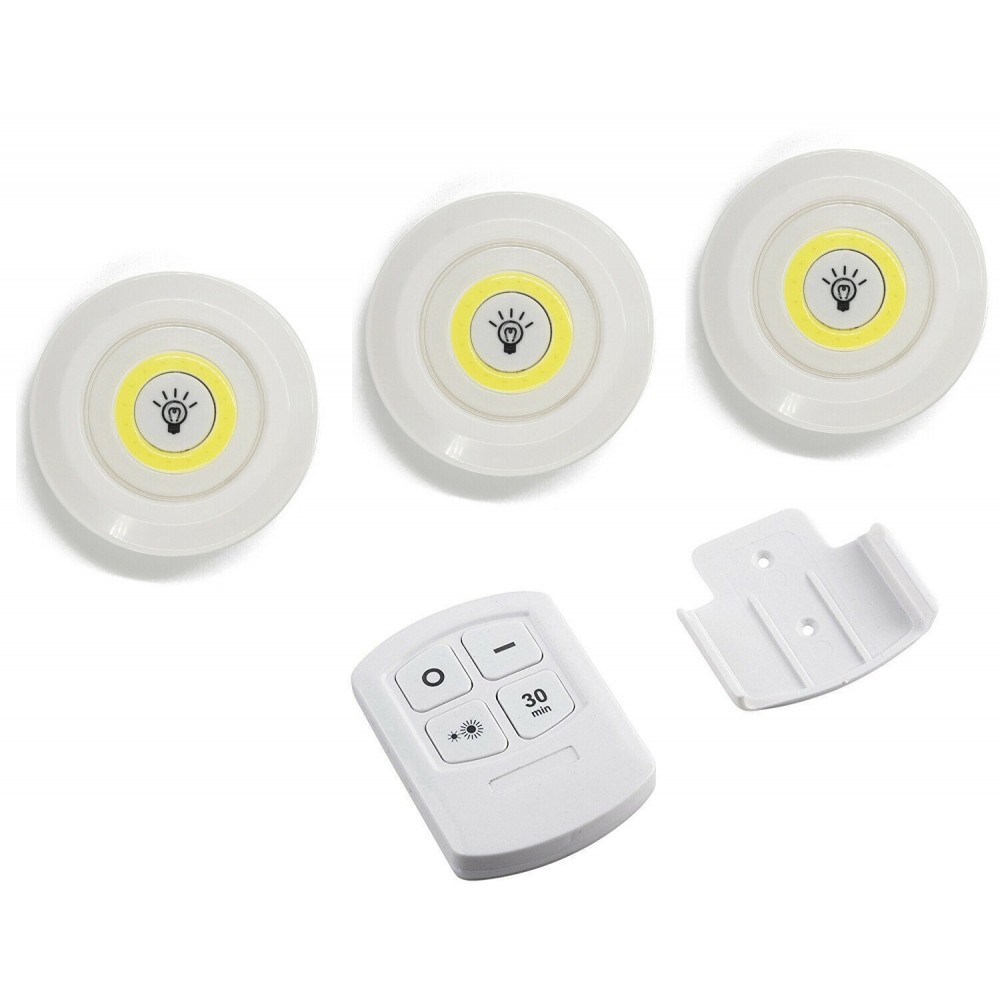 Set 3 Faretti LED Light Remote Control per Armadio a Batterie con