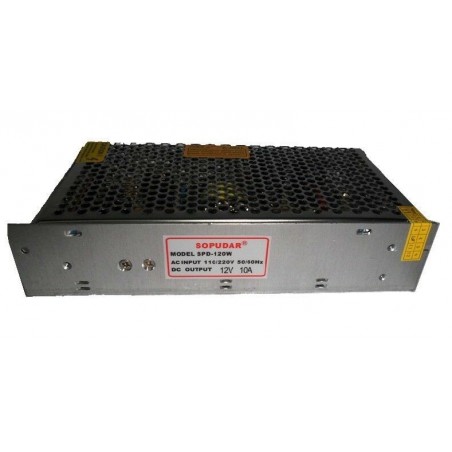 Alimentatore stabilizzato 10 A con switch e trimmer protezione sovraccarichi 