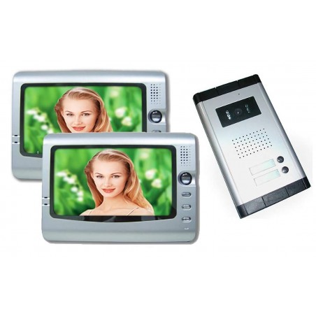 Kit videocitofono colori telecamera + 2 monitor 7" lcd