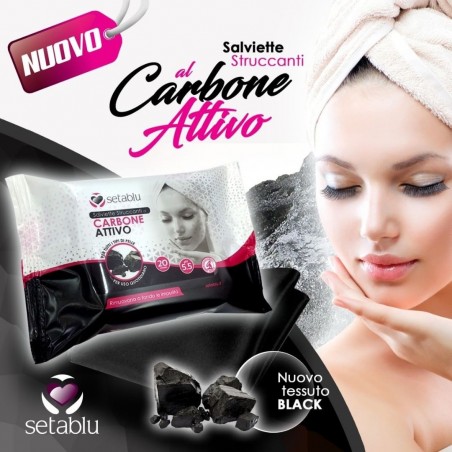 20 salviette struccanti SETABLU al carbone attivo 574709 depurative pH 5.5