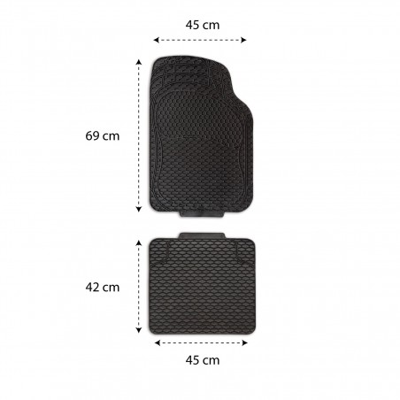 Set 4 tappetini XONE ALBATROS TANK PVC antiscivolo TA059 impermeabili NERO