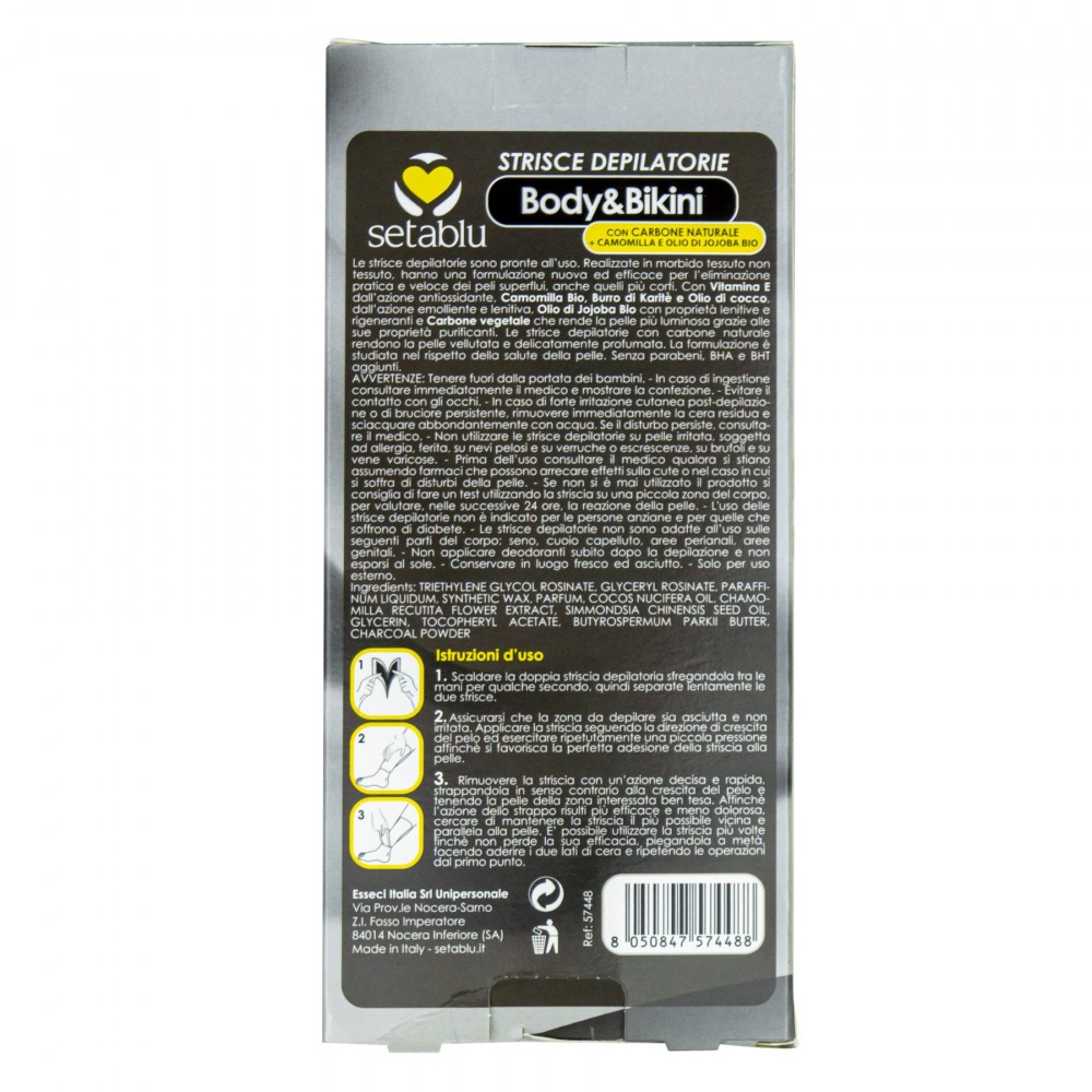 8 Strisce SETABLU 574488 Depilatorie al Carbone...