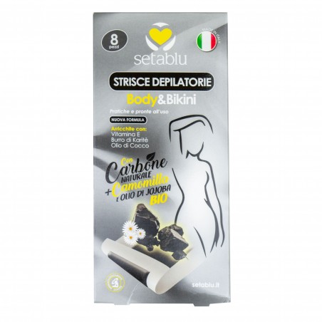 8 Strisce SETABLU 574488 Depilatorie al Carbone Depurativo Body e Bikini
