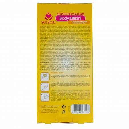 8 Strisce Depilatorie body SETABLU 931422 al Caramello e Calendula con estratti