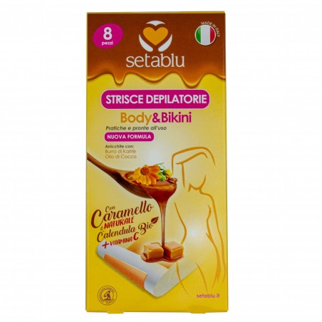 8 Strisce Depilatorie body SETABLU 931422 al Caramello e Calendula con estratti