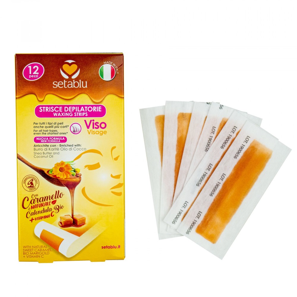 12 Strisce Depilatorie Viso SETABLU 931439 al Caramello e Calendula con estratti