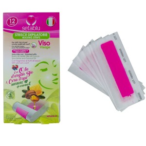 12 Strisce Depilatorie Viso SETABLU 167603 Olio di Argan...