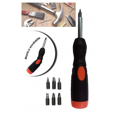 Avvitatore manuale con 7 punte intercambiabili e manico snodabile cacciavite fai da te Avvitatore manuale con 7 punte intercambiabili e manico snodabile cacciavite fai da te