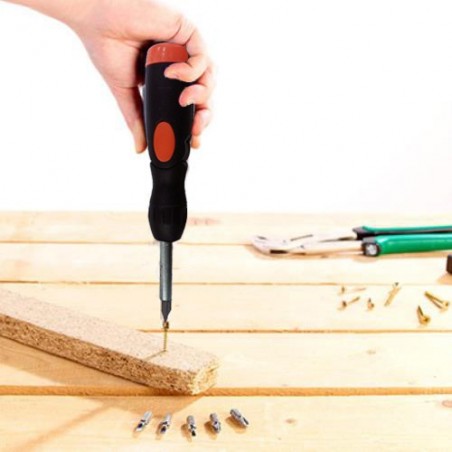 Avvitatore manuale con 7 punte intercambiabili e manico snodabile cacciavite fai da te Avvitatore manuale con 7 punte intercambiabili e manico snodabile cacciavite fai da te