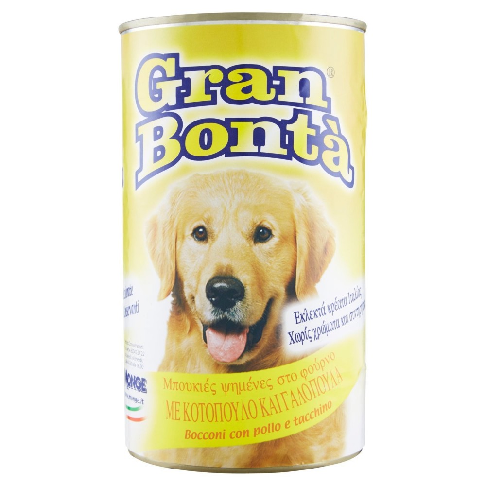 Monge GRAN BONTA' per cani Pollo e tacchino scatoletta da 1230 gr con vitamine