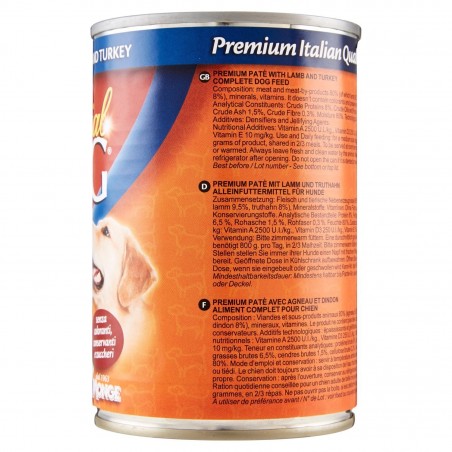 Monge SPECIAL DOG Pate' Agnello e Tacchino scatoletta per cani da 400g vitamine