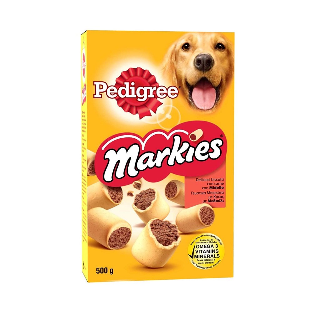 Pedigree Markies Biscotti deliziosi ripieni con midollo 500g omega3 vitamine