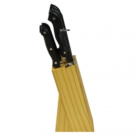 Set di 7 Coletti in Acciaio Inox da Cucina GUSTO CASA con Ceppo in Legno