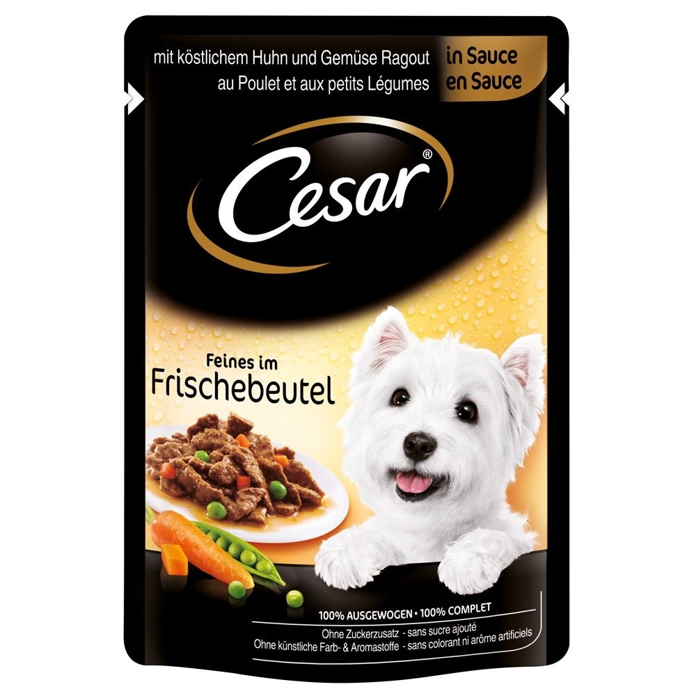 Cesar Le Delizie del Giorno Cibo per Cane Salsa Pollo e Verdure 100 gr