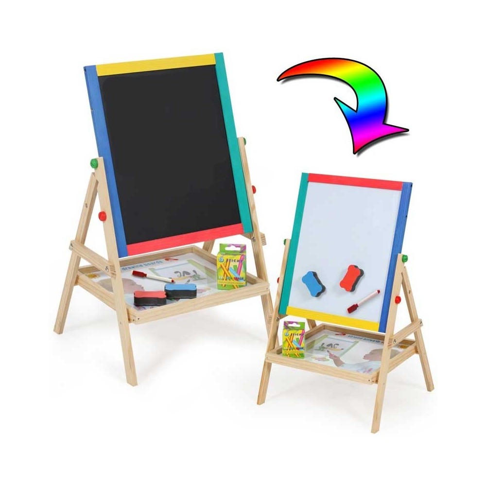 Lavagna reversibile 30 x 35,5 (L x H) multiuso attività bambini con gessetti e pennerallo