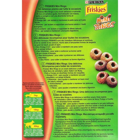 Friskies Mini Rings Alimento Cani Adulti con Manzo Pollo e Coniglio 500g