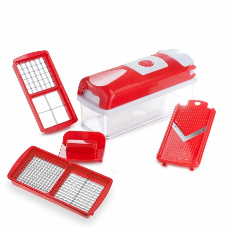 Affettaverdure da cucina manuale con 13 accessori rosso SUPER SLICE