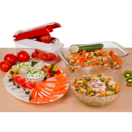 Affettaverdure da cucina manuale con 13 accessori rosso SUPER SLICE
