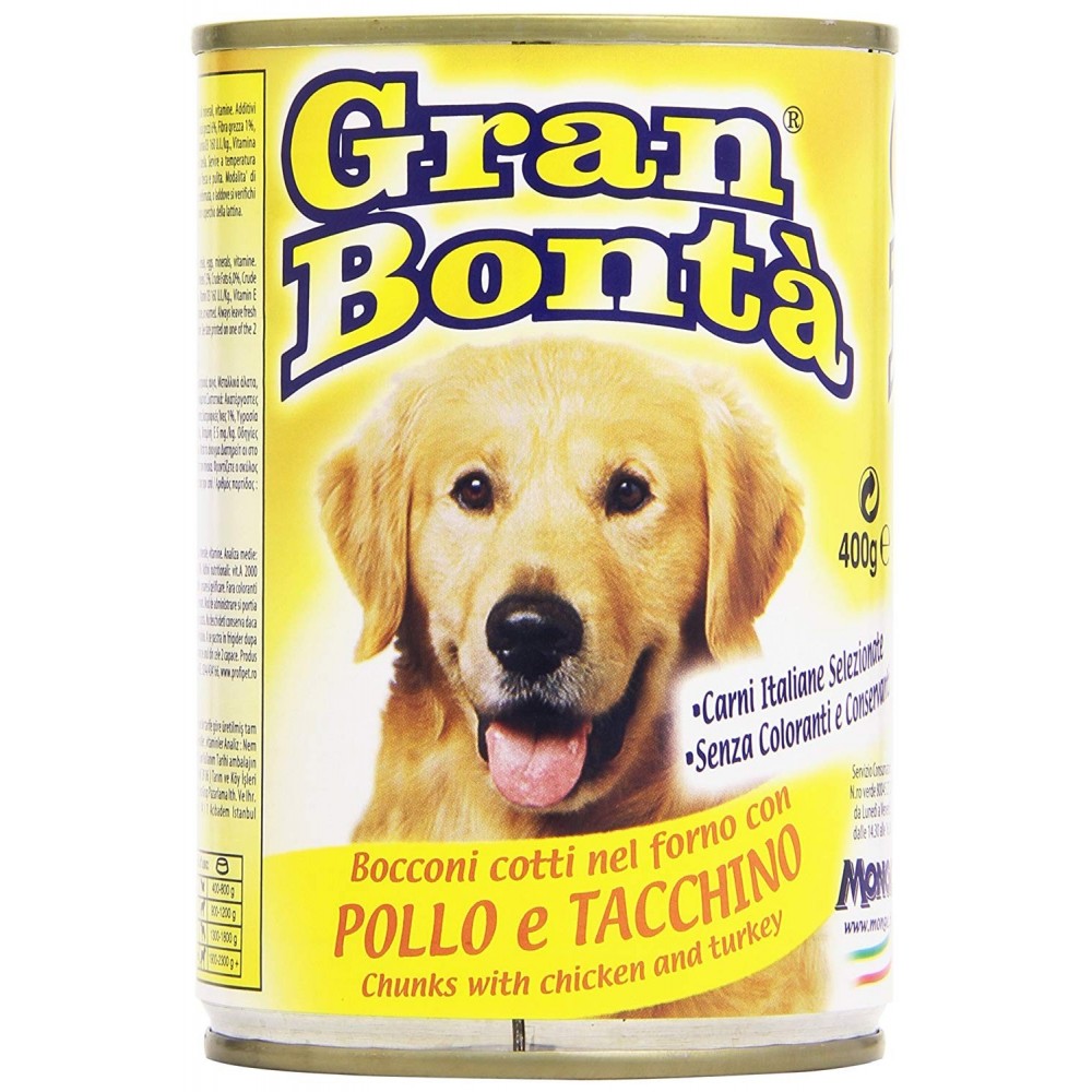 Monge GRAN BONTA' per cani Pollo e tacchino scatoletta da 400g con vitamine