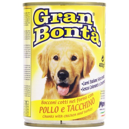 Monge GRAN BONTA' per cani Pollo e tacchino scatoletta da 400g con vitamine