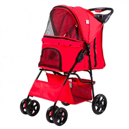 Passeggino per Cani Pieghevole BUGGY Trasportino per Animali con Zip e Parasole