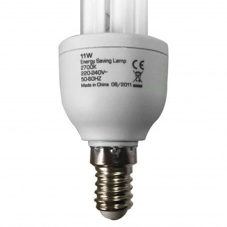 Lampadina OMEGA risparmio energetico  11Watt Luce calda 2700k E14 2 Tubi