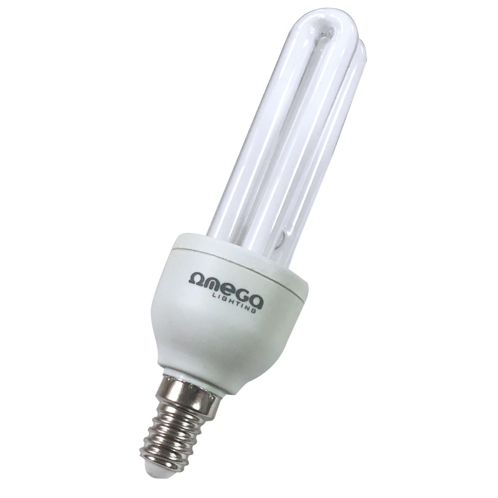 Lampadina OMEGA risparmio energetico  11Watt Luce calda 2700k E14 2 Tubi