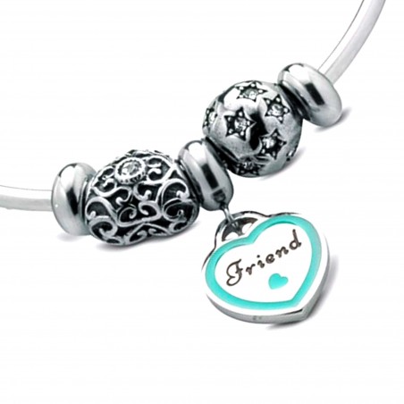 ONE JEWERLY Bracciale charms My Story FRIEND amici c1643 in acciaio con swaroski