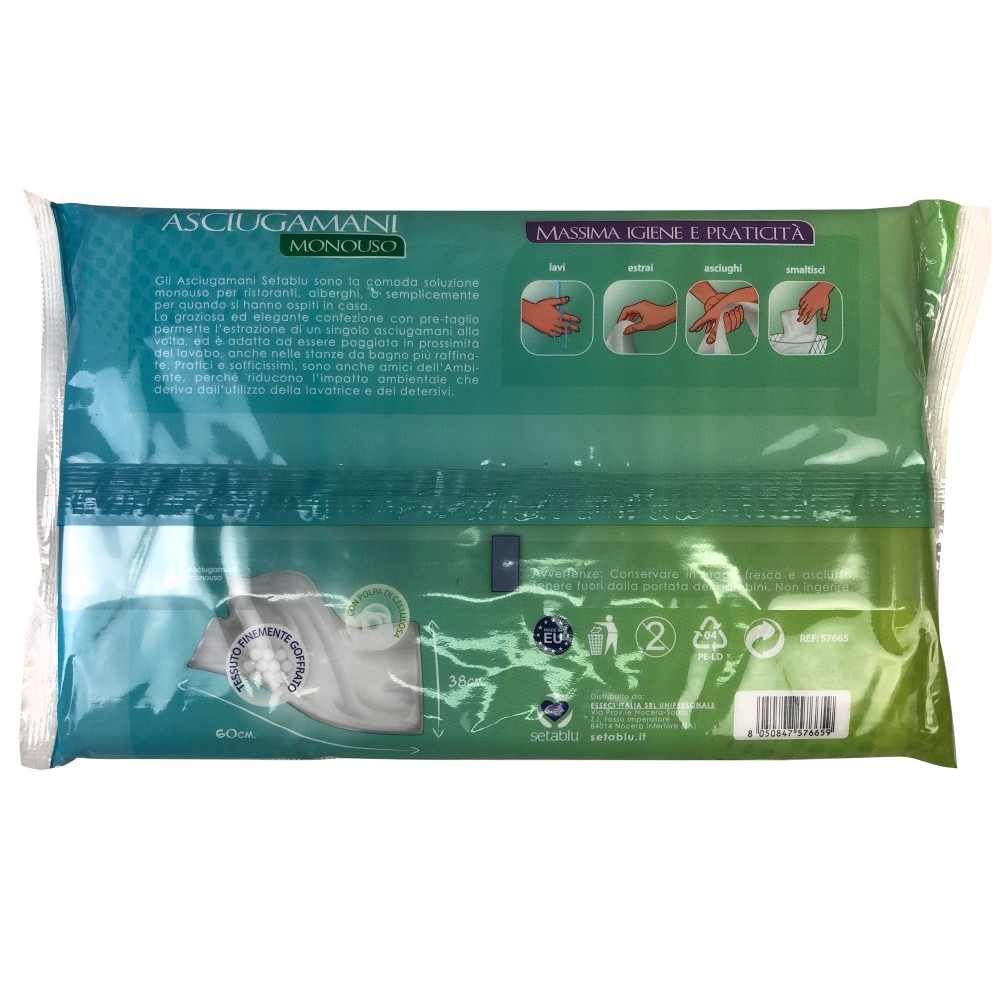 Asciugamano 576659 monouso 60x38cm SETABLU 6x...