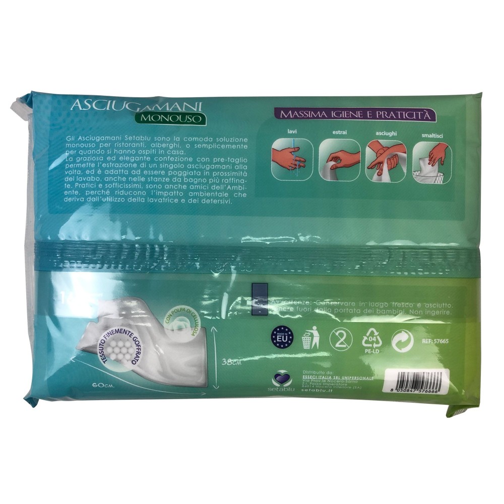 Asciugamano 576666 monouso 60x38 cm SETABLU 16x...